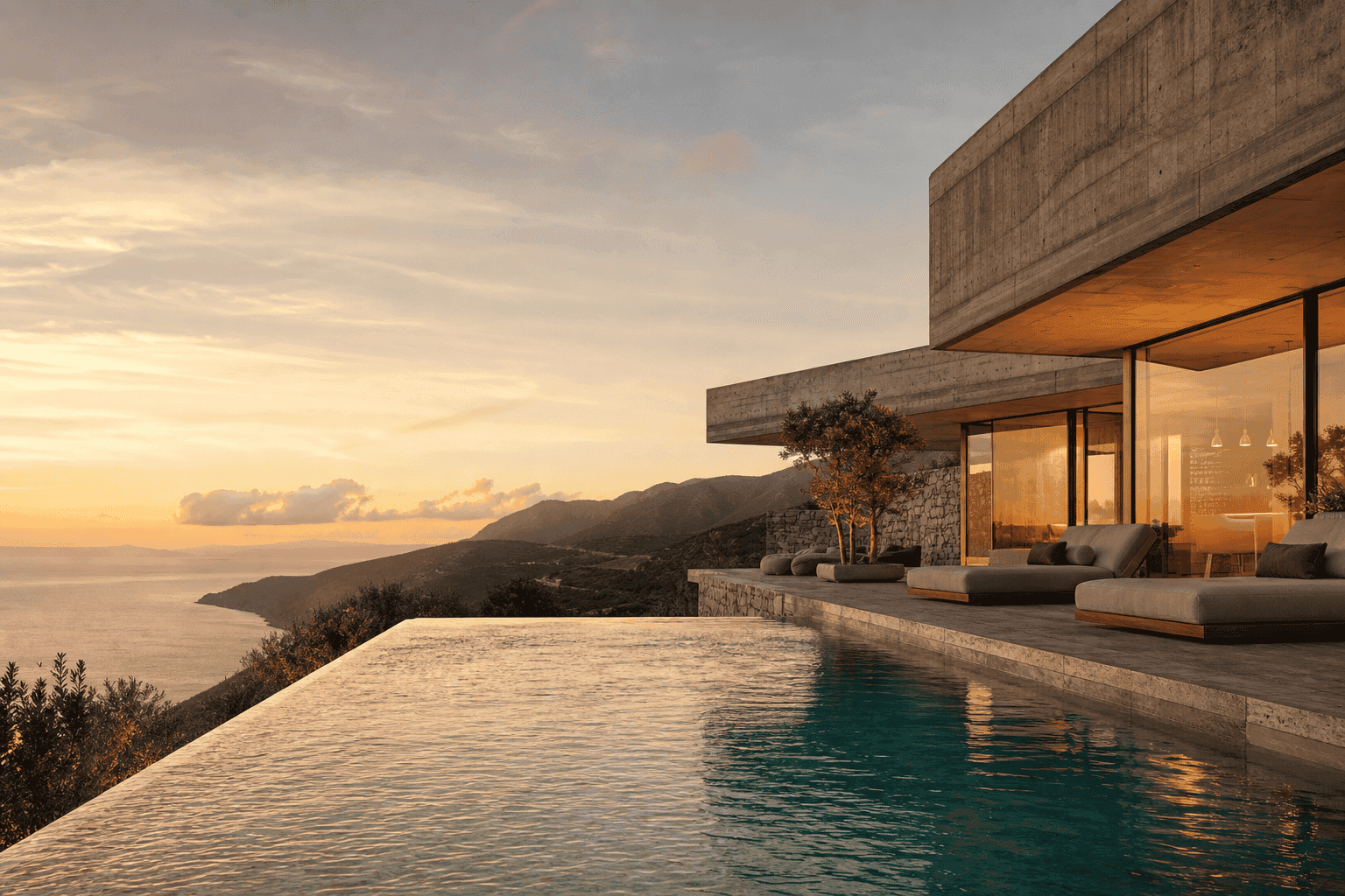 Luxury apartment with mountain view
